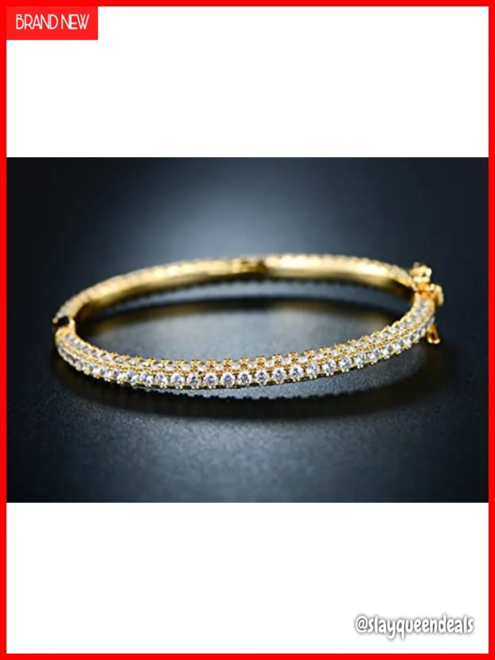 18K Gold Plated Crystal Bling Eternity Bangle Bracelet